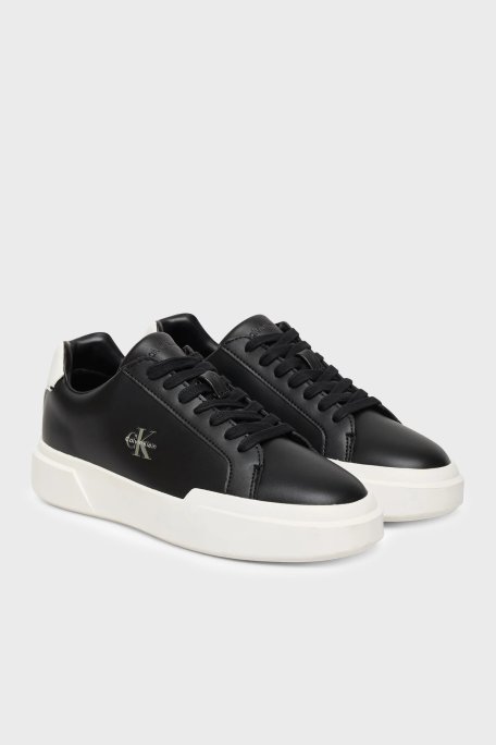 Calvin Klein Logolu Deri Sneaker YW0YW0194706W Kadın Ayakkabı YW0YW01947 06W SİYAH - Calvin Klein (1)