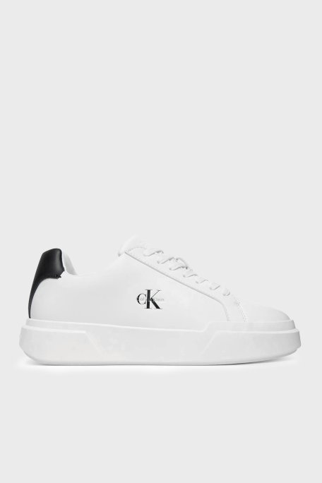 Calvin Klein Logolu Deri Sneaker YW0YW0194706X Bayan Ayakkabı YW0YW01947 06X BEYAZ - Calvin Klein