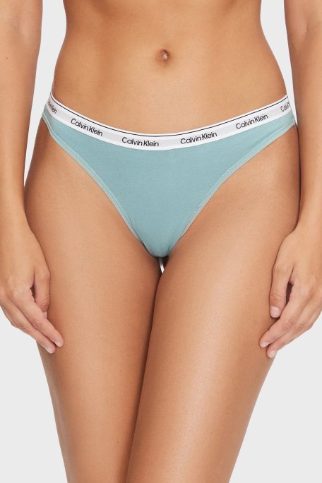 Calvin Klein Logolu Elastik Bel Bantlı Pamuklu 3 Pack 000QD5209EWAC Bayan Külot 000QD5209E WAC Siyah-Beyaz-Açık Mavi - Calvin Klein (1)