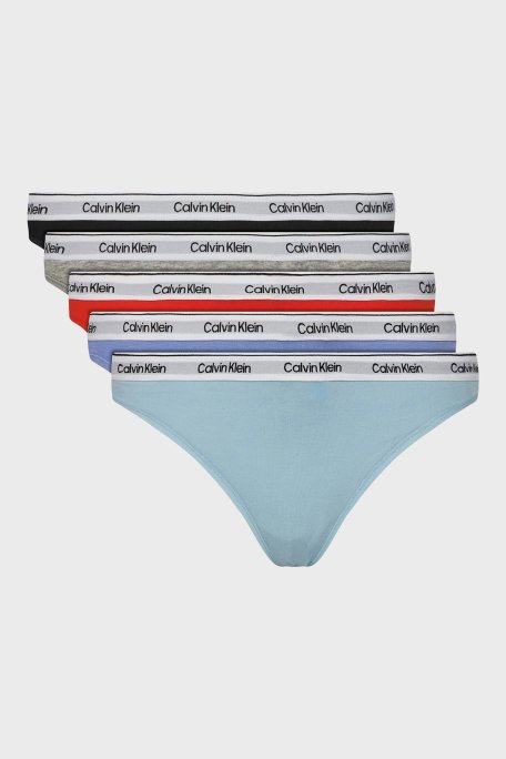 Calvin Klein Logolu Elastik Bel Bantlı Pamuklu 5 Pack 000QD5221EW9V Bayan Külot 000QD5221E W9V ÇOK RENKLİ - Calvin Klein