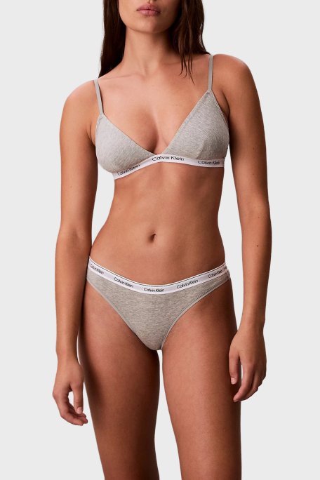 Calvin Klein Logolu Elastik Bel Bantlı Pamuklu Tanga 3 Pack 000QD5209E31W Bayan Külot 000QD5209E 31W Siyah-Kırmızı-Gri - Calvin Klein (1)