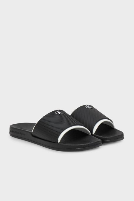Calvin Klein Logolu Erkek Terlik YM0YM01234 0GM SİYAH-BEYAZ - Calvin Klein (1)