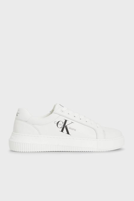 Calvin Klein Logolu Hakiki Deri Sneaker YW0YW00823YBR Bayan Ayakkabı YW0YW00823 YBR BEYAZ - Calvin Klein