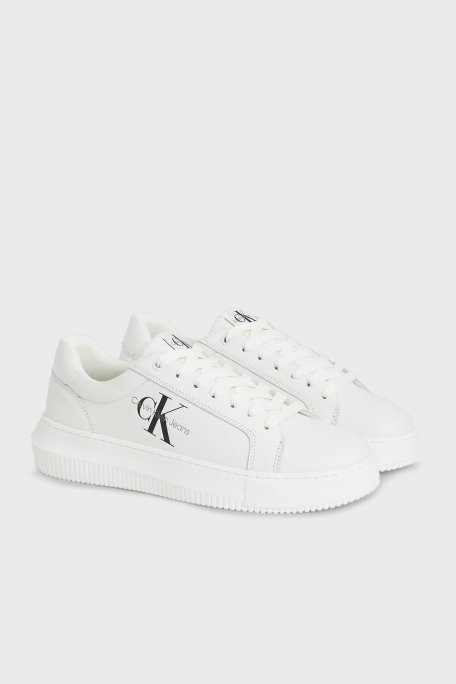 Calvin Klein Logolu Hakiki Deri Sneaker YW0YW00823YBR Bayan Ayakkabı YW0YW00823 YBR BEYAZ - Calvin Klein (1)