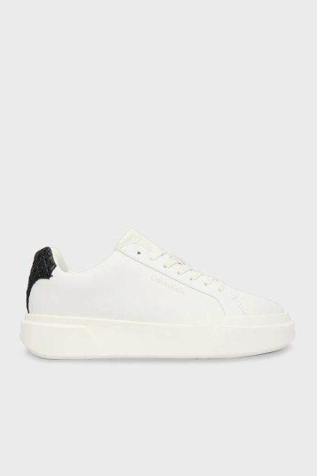 Calvin Klein Logolu Hakiki Deri Sneaker YW0YW0203601W Bayan Ayakkabı YW0YW02036 01W BEYAZ - Calvin Klein