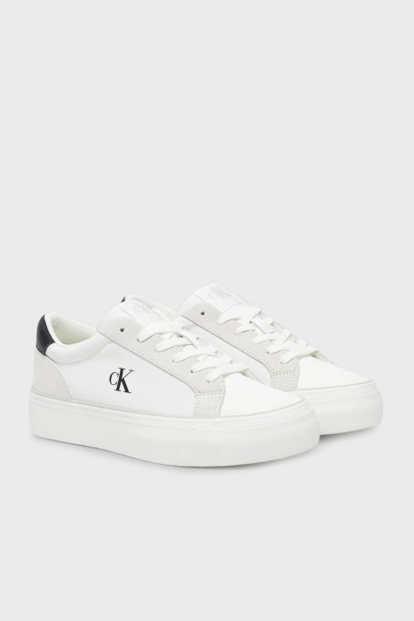 Calvin Klein Logolu Kalın Taban Sneaker YW0YW0189601W Bayan Ayakkabı YW0YW01896 01W BEYAZ-SİYAH - Calvin Klein (1)