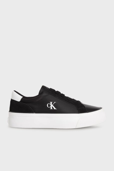 Calvin Klein Logolu Kalın Taban Sneaker YW0YW018960GM Bayan Ayakkabı YW0YW01896 0GM SİYAH-BEYAZ - Calvin Klein
