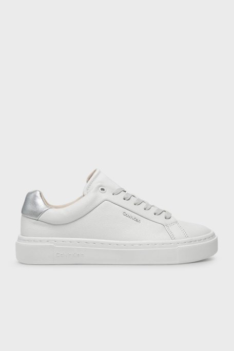 Calvin Klein Logolu Kalın Tabanlı Sneaker HW0HW0228802V Bayan Ayakkabı HW0HW02288 02V BEYAZ-GÜMÜŞ - Calvin Klein