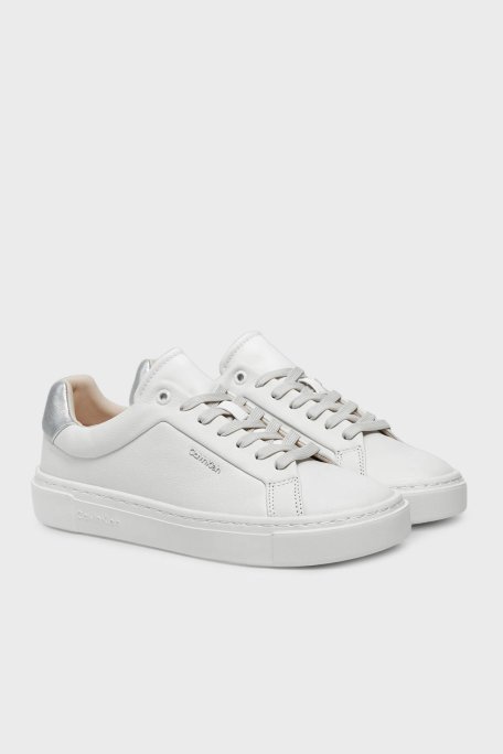 Calvin Klein Logolu Kalın Tabanlı Sneaker HW0HW0228802V Bayan Ayakkabı HW0HW02288 02V BEYAZ-GÜMÜŞ - Calvin Klein (1)