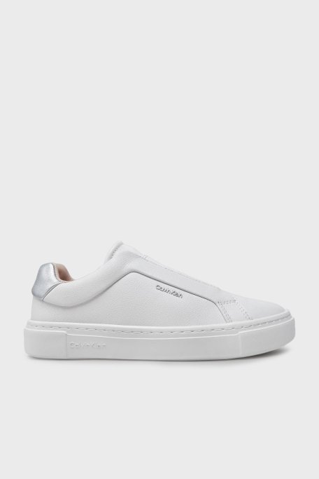 Calvin Klein Logolu Kalın Tabanlı Sneaker HW0HW0228902V Bayan Ayakkabı HW0HW02289 02V BEYAZ-GÜMÜŞ - Calvin Klein