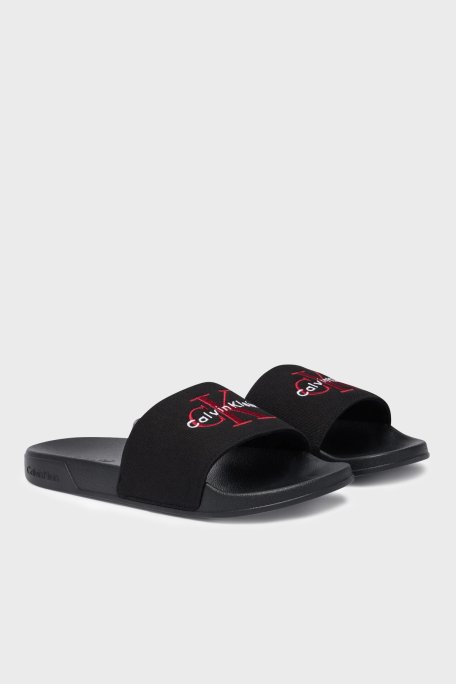 Calvin Klein Logolu Kanvas YM0YM013930KQ Erkek Terlik YM0YM01393 0KQ SİYAH - Calvin Klein (1)