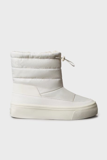 Calvin Klein Logolu Kapitoneli Bağcıklı YW0YW01977YAJ Bayan Bot YW0YW01977 YAJ BEYAZ - Calvin Klein