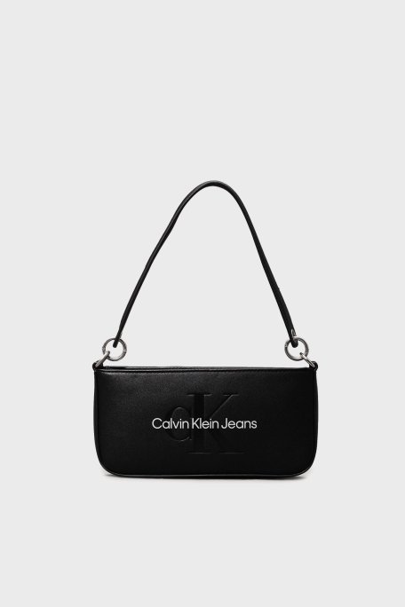 Calvin Klein Logolu Omuz Askılı K60K61067901R Bayan Çanta K60K610679 01R SİYAH - Calvin Klein