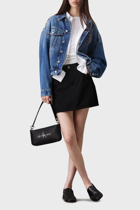 Calvin Klein Logolu Omuz Askılı K60K61067901R Bayan Çanta K60K610679 01R SİYAH - Calvin Klein (1)