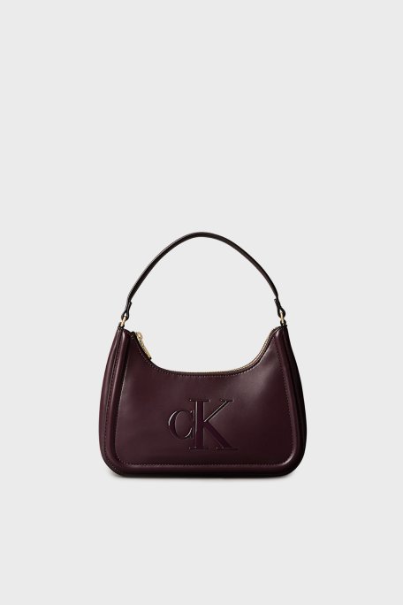Calvin Klein Logolu Omuz Askılı LV04F3230GZ1K Bayan Çanta LV04F3230G Z1K BORDO - Calvin Klein