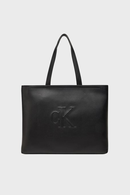 Calvin Klein Logolu Omuz Askılı Tote LV04K3070GUB1 Bayan Çanta LV04K3070G UB1 SİYAH - Calvin Klein