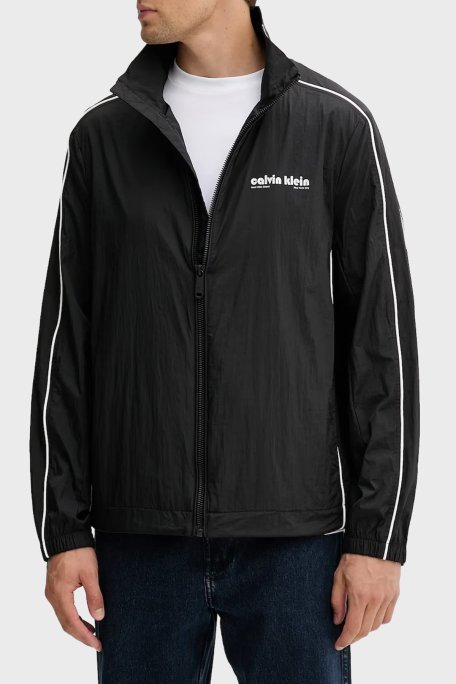 Calvin Klein Logolu Oversize Fit Dik Yaka LV04RC505GUB1 Erkek Ceket LV04RC505G UB1 SİYAH - Calvin Klein