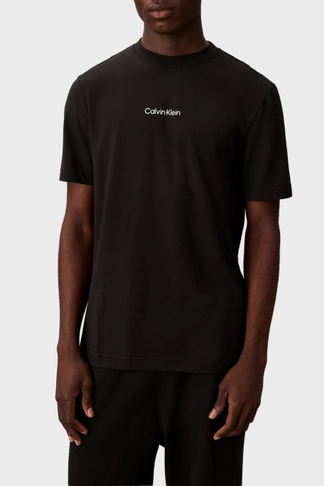 Calvin Klein Logolu Pamuk Karışımlı Regular Fit Bisiklet Yaka LVGMF5K100UB1 Erkek T Shirt LVGMF5K100 UB1 SİYAH - Calvin Klein
