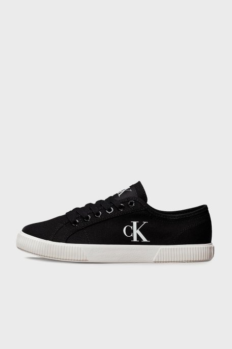 Calvin Klein Logolu Pamuk Karışımlı Sneaker YW0YW017620GM Bayan Ayakkabı YW0YW01762 0GM SİYAH-BEYAZ - Calvin Klein (1)
