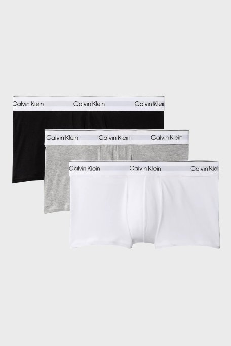US Calvin Klein Logolu Pamuklu 3 Pack LV00NB4389MP1 Erkek Boxer LV00NB4389 MP1 SİYAH-BEYAZ-GRİ - Calvin Klein