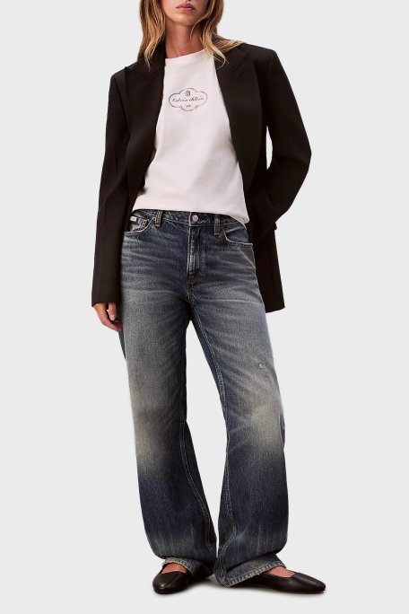 Calvin Klein Logolu Pamuklu Boxy Fit Bisiklet Yaka LV047E811GYBH Bayan T Shirt LV047E811G YBH KREM - Calvin Klein (1)