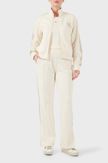 Calvin Klein Logolu Pamuklu Dik Yaka Fermuarlı Kadın Ceket LV047E226G YAC BEJ - Calvin Klein (1)