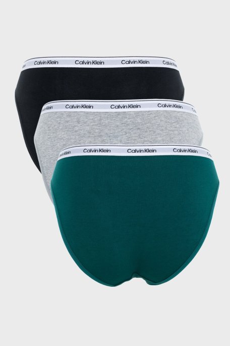 Calvin Klein Logolu Pamuklu Düşük Bel 3 Pack 000QD5207E31U Bayan Külot 000QD5207E 31U Siyah-Gri-Yeşil - Calvin Klein (1)