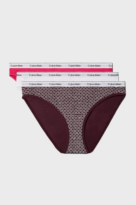 Calvin Klein Logolu Pamuklu Düşük Bel 3 Pack 000QD5207E320 Kadın Külot 000QD5207E 320 Fuşya-Kahve-Beyaz - Calvin Klein