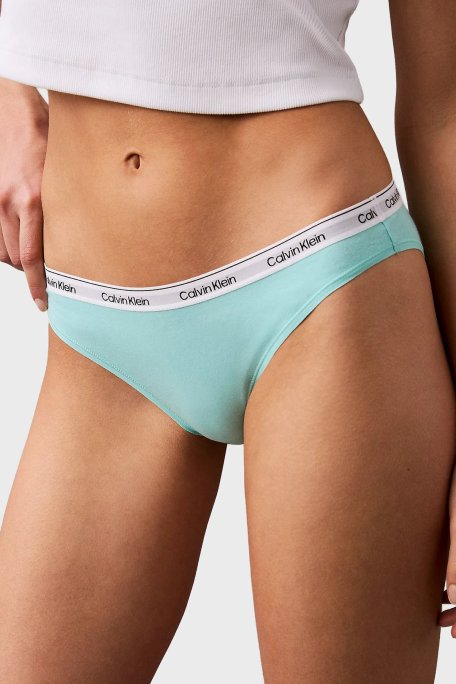 Calvin Klein Logolu Pamuklu Düşük Bel 3 Pack 000QD5207EWAC Bayan Külot 000QD5207E WAC Siyah-Beyaz-Açık Mavi - Calvin Klein (1)