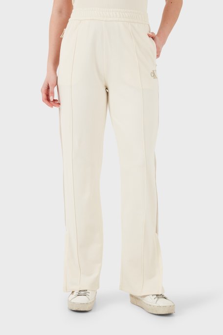 Calvin Klein Logolu Pamuklu Lastikli Bel Bol Paça Kadın Pantolon LV047E225G YAC BEJ - Calvin Klein