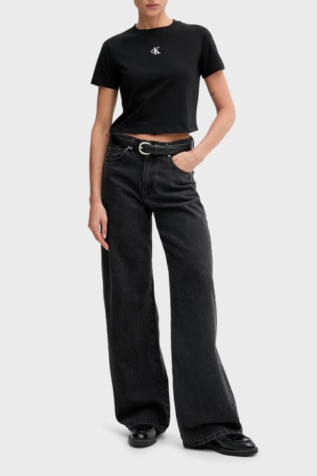 Calvin Klein Logolu Pamuklu Regular Fit Bisiklet Yaka LV047AB213UB1 Kadın T Shirt LV047AB213 UB1 SİYAH - Calvin Klein (1)