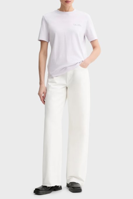 Calvin Klein Logolu Pamuklu Regular Fit Bisiklet Yaka LV047E809G2IK Bayan T Shirt LV047E809G 2IK LİLA - Calvin Klein (1)