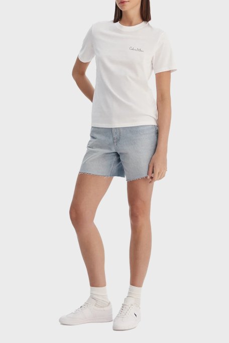 Calvin Klein Logolu Pamuklu Regular Fit Bisiklet Yaka LV047E809GYAA Kadın T Shirt LV047E809G YAA BEYAZ - Calvin Klein (1)