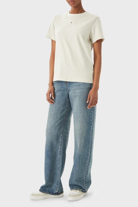 Calvin Klein Logolu Pamuklu Regular Fit Bisiklet Yaka LV047F227GP4P Kadın T Shirt LV047F227G P4P GRİ - Calvin Klein (1)