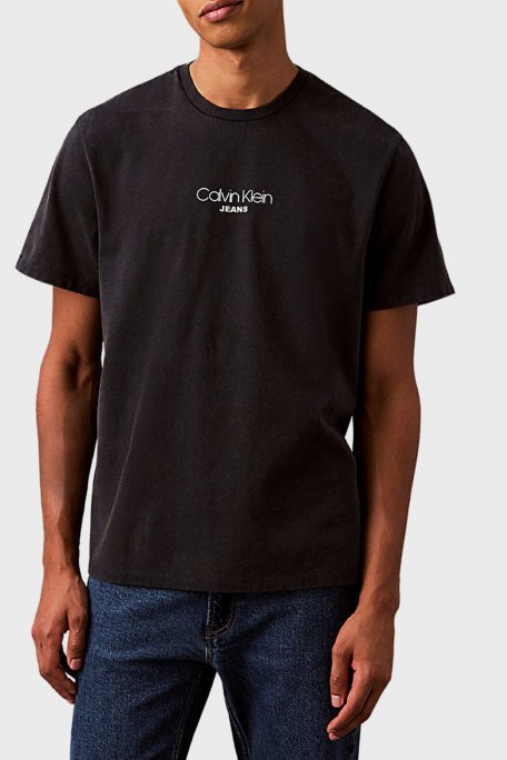 Calvin Klein Logolu Pamuklu Regular Fit Bisiklet Yaka LV04RB824GCJM Erkek T Shirt LV04RB824G CJM LACİVERT - Calvin Klein