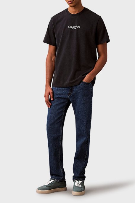 Calvin Klein Logolu Pamuklu Regular Fit Bisiklet Yaka LV04RB824GCJM Erkek T Shirt LV04RB824G CJM LACİVERT - Calvin Klein (1)