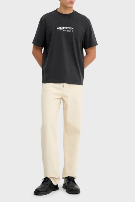 Calvin Klein Logolu Pamuklu Regular Fit Bisiklet Yaka LV04RE833G8MN Erkek T Shirt LV04RE833G 8MN GRİ - Calvin Klein (1)