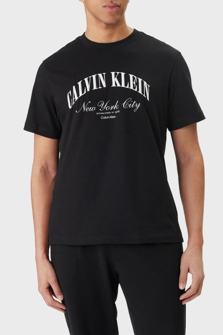 Calvin Klein Logolu Pamuklu Regular Fit Bisiklet Yaka LV04RF820GUB1 Erkek T Shirt LV04RF820G UB1 SİYAH - Calvin Klein