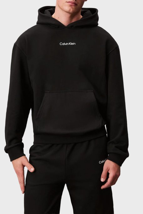 Calvin Klein Logolu Pamuklu Regular Fit Kapüşonlu LVGMF5W302UB1 Erkek Sweat LVGMF5W302 UB1 SİYAH - Calvin Klein