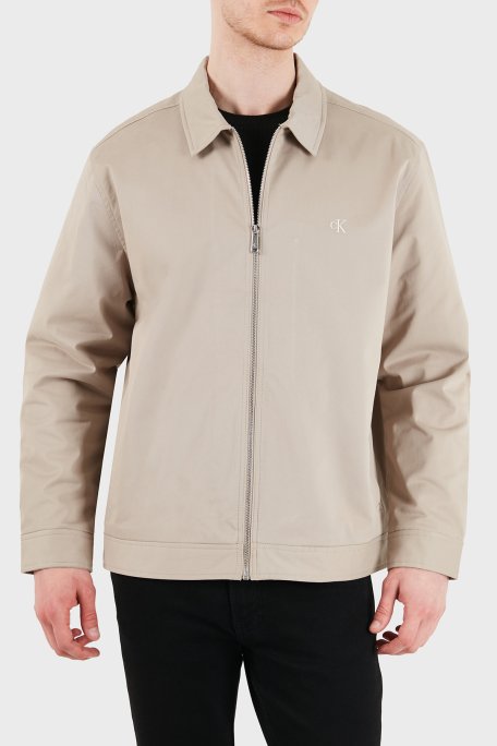 Calvin Klein Logolu Pamuklu Regular Fit Klasik Yaka LV04RE405GRAK Erkek Ceket LV04RE405G RAK TOPRAK - Calvin Klein