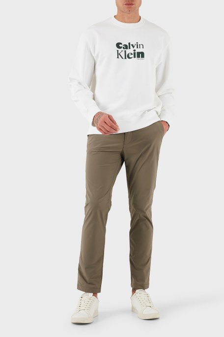 Calvin Klein Logolu Pamuklu Relaxed Fit Bisiklet Yaka LV04LD242GYAF Erkek Sweat LV04LD242G YAF BEYAZ - Calvin Klein (1)