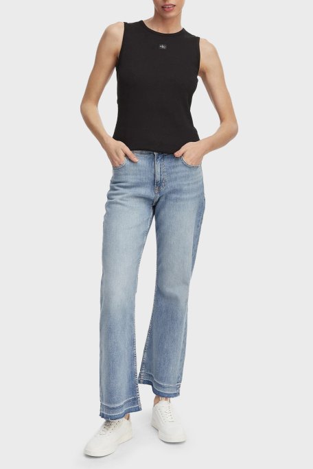 Calvin Klein Logolu Pamuklu Sırt Dekolteli LV047F246GUB1 Kadın Top LV047F246G UB1 SİYAH - Calvin Klein (1)