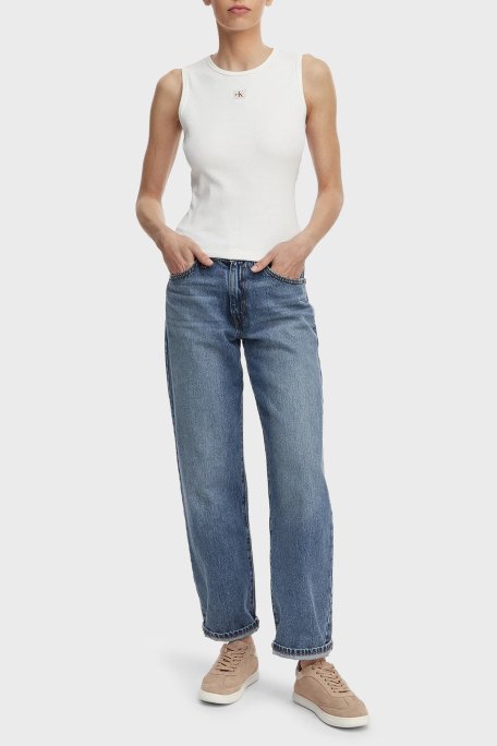 Calvin Klein Logolu Pamuklu Sırt Dekolteli LV047F246GYAF Kadın Top LV047F246G YAF BEYAZ - Calvin Klein (1)