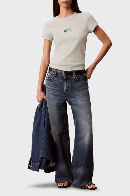 Calvin Klein Logolu Pamuklu Slim Fit Yuvarlak Yaka LV047F240G3Q0 Kadın T Shirt LV047F240G 3Q0 MİNT - Calvin Klein (1)
