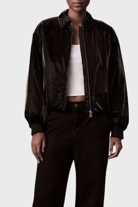 Calvin Klein Logolu Relaxed Fit Klasik Yaka Bomber LV047E508GUB1 Bayan Ceket LV047E508G UB1 SİYAH - Calvin Klein (1)