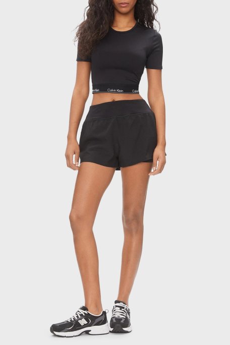 Calvin Klein Logolu Slim Fit Bisiklet Yaka Crop LVGWS5K144UB1 Bayan T Shirt LVGWS5K144 UB1 SİYAH - Calvin Klein (1)