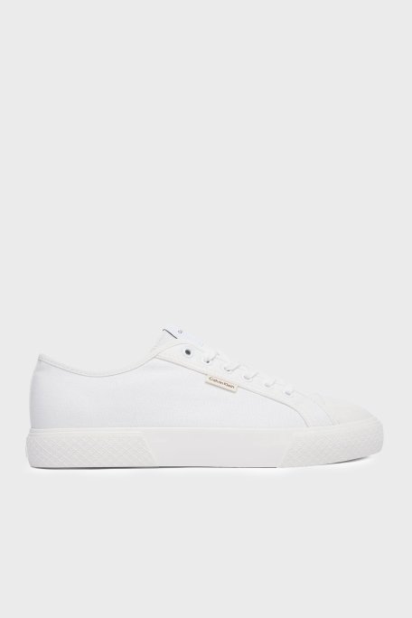 Calvin Klein Logolu Sneaker HM0HM021210K4 Erkek Ayakkabı HM0HM02121 0K4 BEYAZ - Calvin Klein