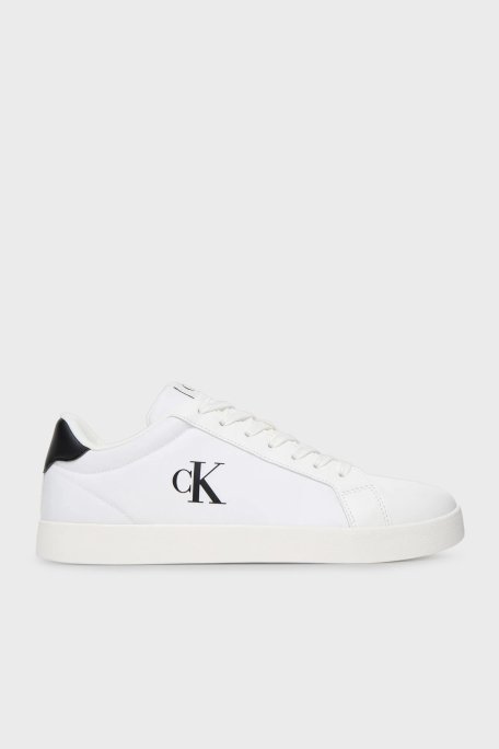 Calvin Klein Logolu Sneaker YM0YM0121301W Erkek Ayakkabı YM0YM01213 01W BEYAZ-SİYAH - Calvin Klein