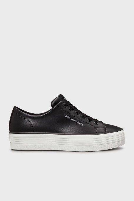 Calvin Klein Logolu Sneaker YW0YW016330GM Bayan Ayakkabı YW0YW01633 0GM SİYAH-BEYAZ - Calvin Klein