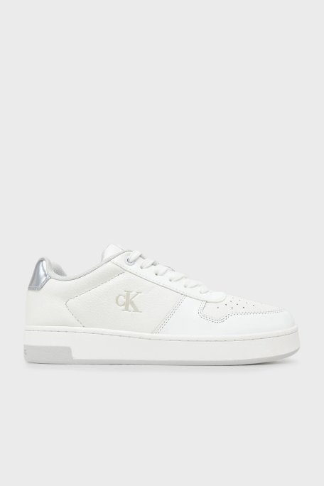 Calvin Klein Logolu Sneaker YW0YW017650LI Bayan Ayakkabı YW0YW01765 0LI BEYAZ-GÜMÜŞ - Calvin Klein